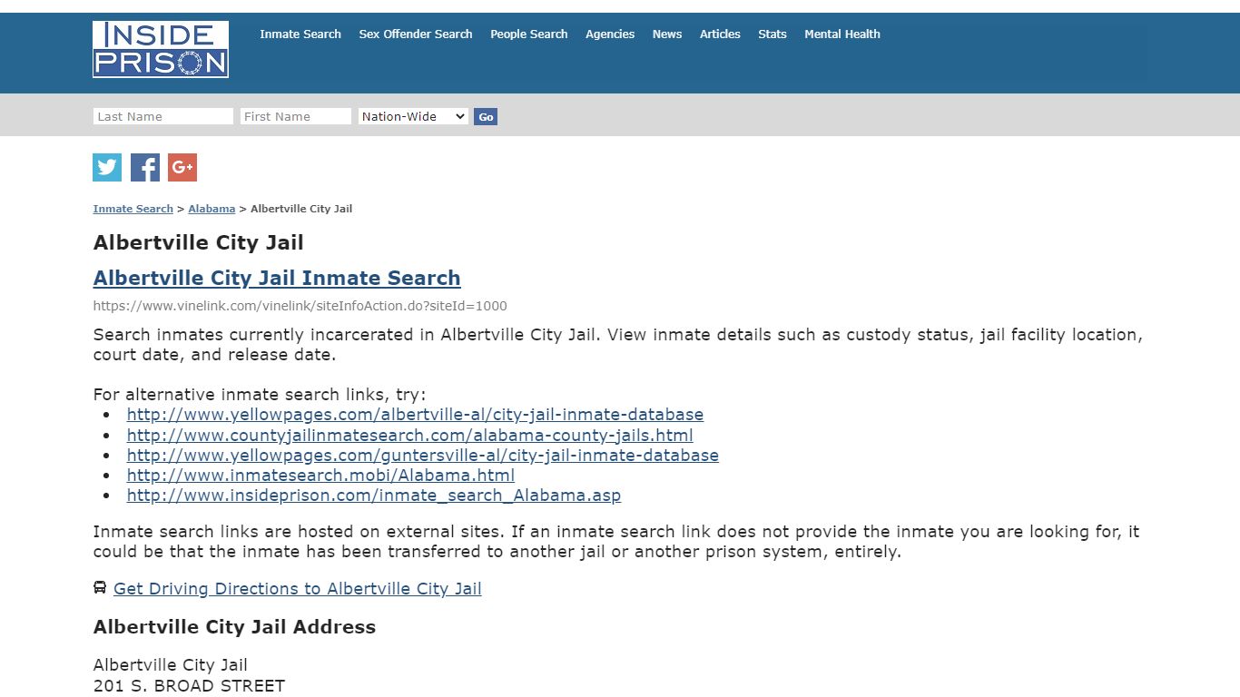 Albertville City Jail - Alabama - Inmate Search - Inside Prison